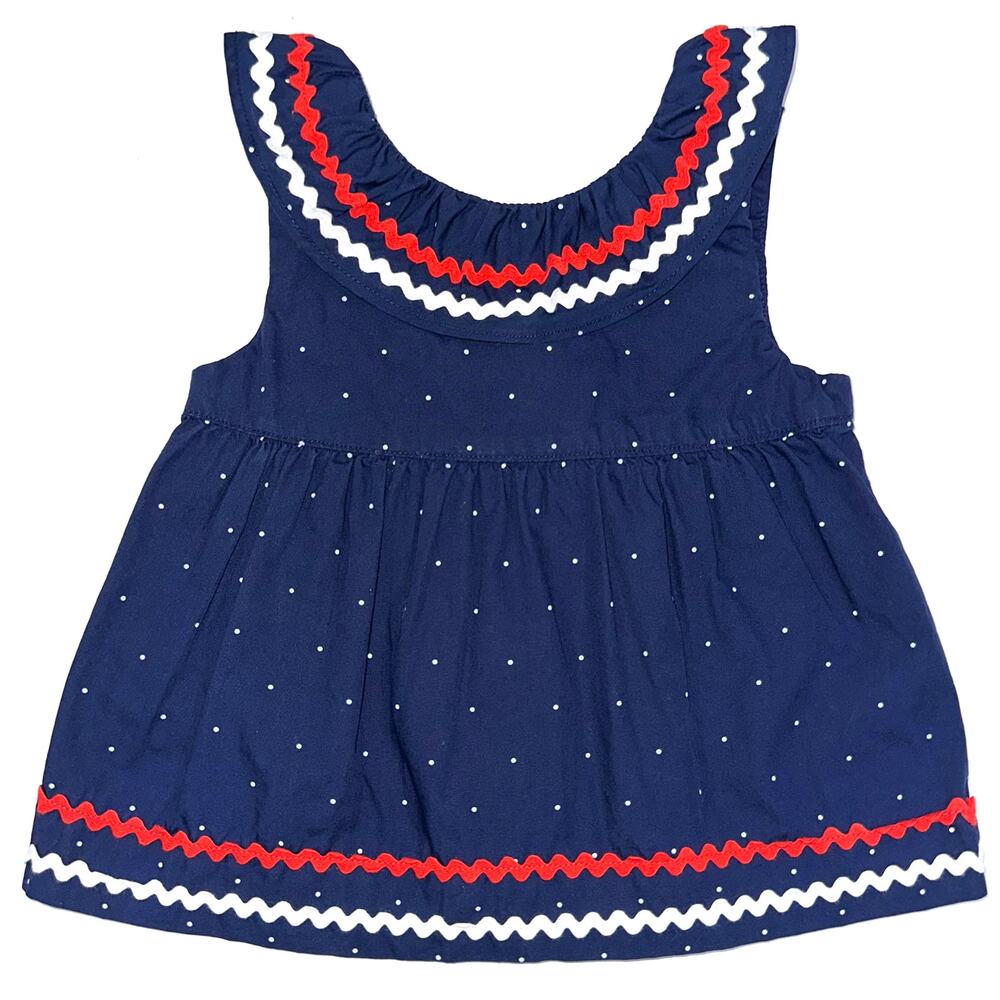 Janie and Jack Baby Girls Ric Rac Merchant Marine Dot Dress Size 18-24M